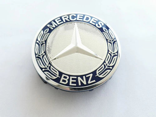 4 Tapas Centro De Rin Mercedes Benz 75mm Azules Originales