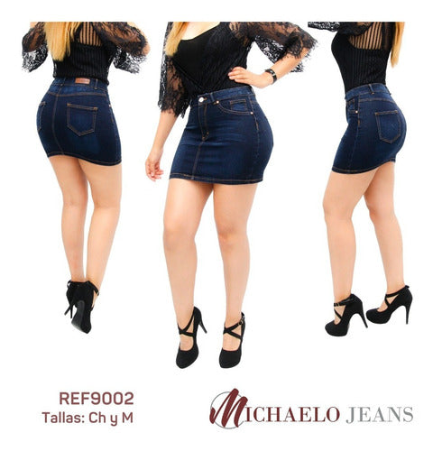 Falda Mujer Mezclilla Streech Bolsos Michaelo Jeans Ref9002