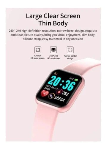 Y68 Smartwatch Sensor Ritmo Cardía Rosa-negro