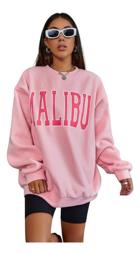 Sudadera Pullover Fashion Pink Larga Estilo Malibu