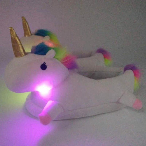 Pantuflas Unicornio Con Luz Led Moda Kawaii Varios Colores