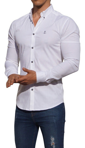 Camisa Blanca Manga Larga John Leopard Super Slim Fit Envío