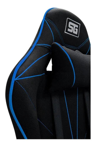 Silla De Escritorio Vorago Cgc-500 Gamer Ergonómica  Negra Y Azul Con Tapizado De Tela