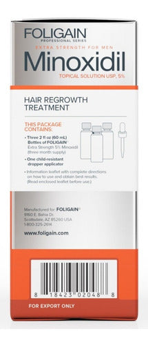 Minoxidil Men's Foligain 5% Formula Original 3 Meses Sf M6