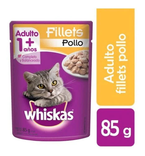 32 Sobres Whiskas De 85gr Sabor Pollo Alimento Para Gato