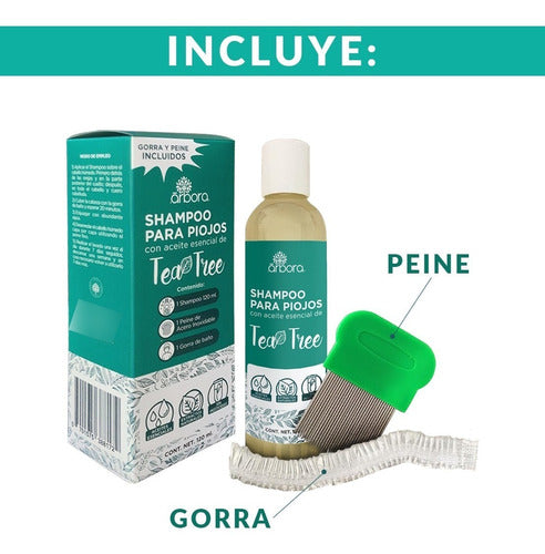 4 Shampoo De Piojos Con Tea Tree Incluye Gorra Y Peine