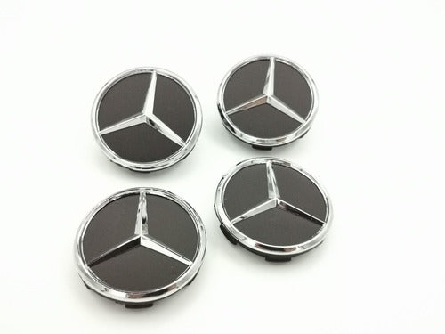 4 Tapas Centro De Rin Mercedes Benz 60mm Color Negro