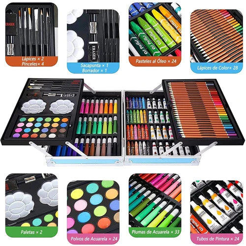 Set De Arte Profesional, Colores Lápices Kit  Dibujo 145pcs