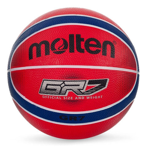 Balon De Basquetbol Molten Gr7 Rojo / Azul - Hule No. 7