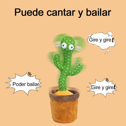 Cactus De Felpa Bailarín Que Puede Hablar .con Carga Usb