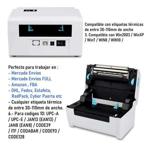 Impresora Etiquetas Térmica Codigos De Barras Envios Full