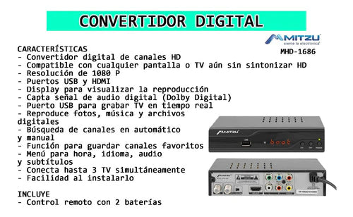 Convertidor Digital Hd Tv Abierta Canales Analogos Señal