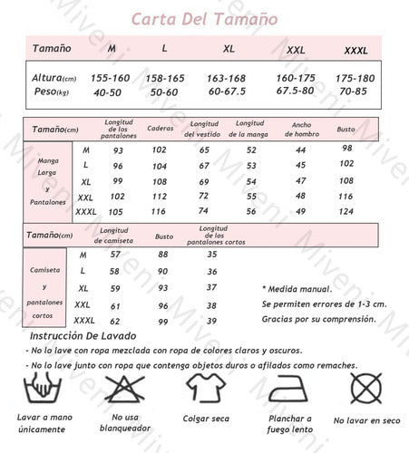 Pijamas Para Mujer De Seda Conjunto De 7 Piezas Miveni Pink