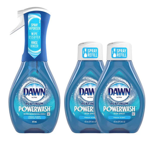 Dawn Powerwash Jabón Lavatrastes Platos En Spray 3 Piezas