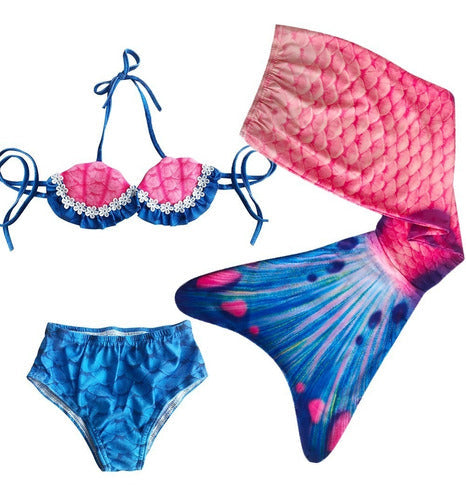 3pcs Sirena Cola Y Bikini Niñas Traje De Baño Envío Gratis
