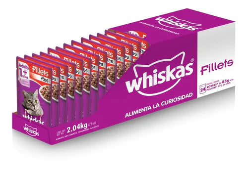 Whiskas, Alimento Gatos, Filetes De Res, 24ud 85g C/u