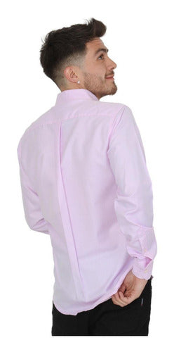 Camisa Casual Long Beach Polo Club Hombre Rosa Algodon/polie