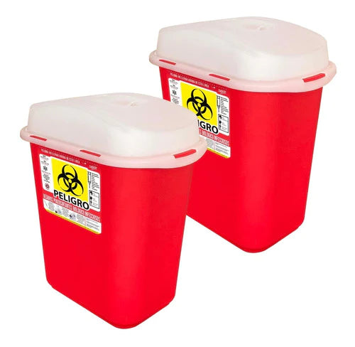 2 Pack Contenedor Para Residuos Punzocortantes Rpbi 13l Rojo