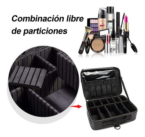 Maletín Maquillaje Cosmetiquera Con Divisor Ajustable Viaje