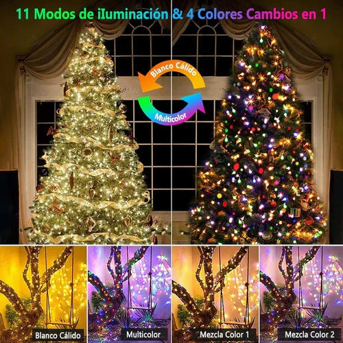 Guirnalda De Luces Navidad 20m 200led 11 Modos Color Cambian