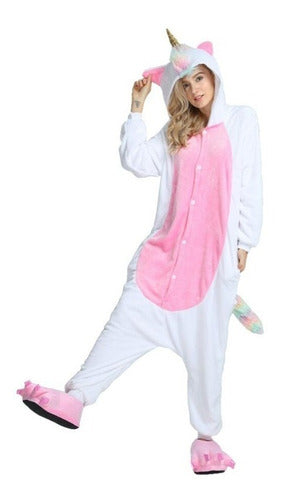 Kigurumi De Unicornio Rosa Cosplay Pijama Mameluco Disfraz