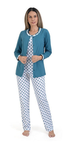 Pijama Mujer Nite Nite 1001 3 Pzas Bata Top Pantalón