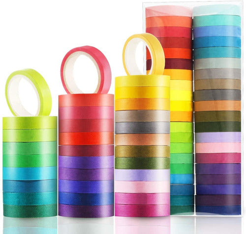 40 Rollos Cinta Adhesiva Colores Lisos Washi Tape Scrapbook