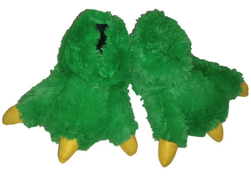 Pantufla Unisex De Garra De Dinosaurio Color Verde Adulto