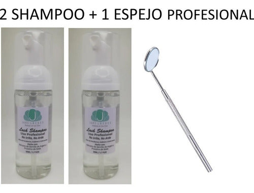 2 Lash Shampoo 50ml Pestaña Mink Espuma Limp + Espejo Prof