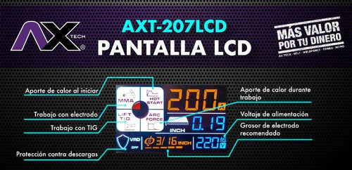 Ax Tech 207 Lcd 200a 110/220 Soldador Inversor + Careta Elec