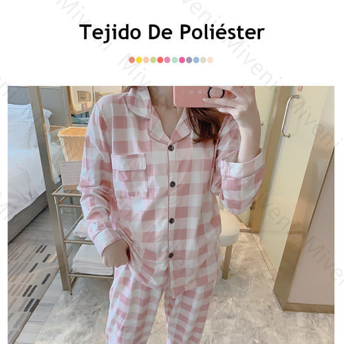 Pijama Manga Pantalones Larga Conjudo Cómoda Cálida Miveni
