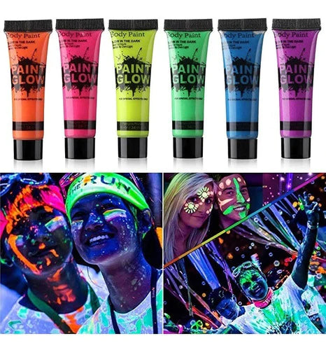 24 Tubo Pintura Fluorescente Neon Corporal Maquillaje Luz Uv