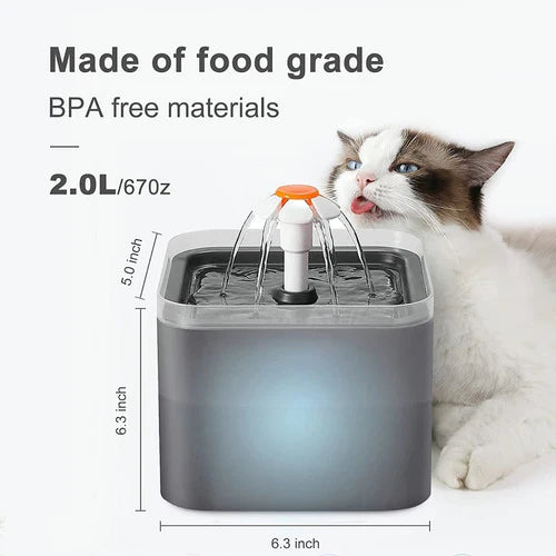 67oz/2.0l Pets Automático Fuente De Agua Perro Cat + Filtros