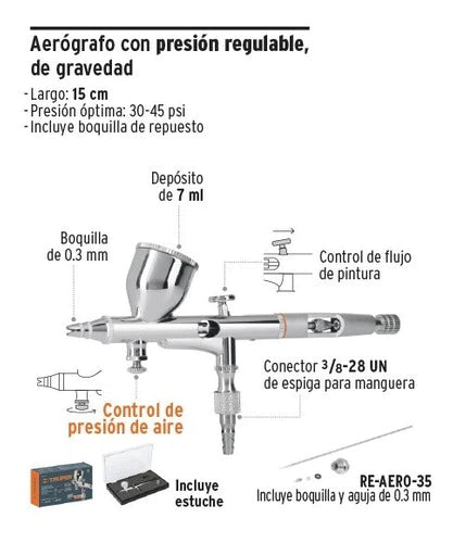 Pistola Aerográfica De Gravedad Con Vaso Fijo Truper 16020