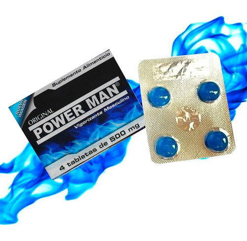 Power Man Vigorizante, Pastilla Azul 20 Tabletas De 500 Mg
