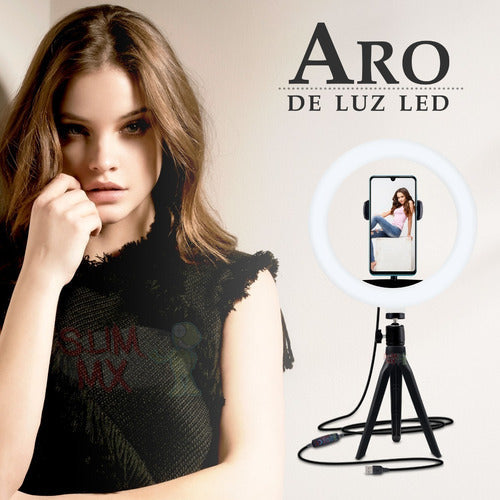 Aro De Luz Led 50 Cm Tripie Celular Foto Video Maquillaje