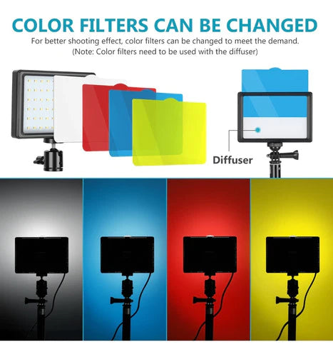 Lámpara Led Neewer Usb P/video 2 Pzs. C/filtros De Colores