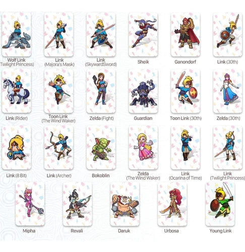 Tarjetas Amiibo Zelda 23 Pz + 1 Tarjeta Regalo + Tarjetero