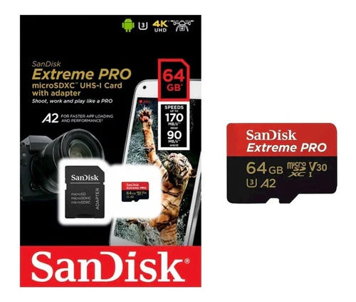Micro Sd Sandisk Extreme Pro 64gb 4k - A2 Para Go Pro/drone