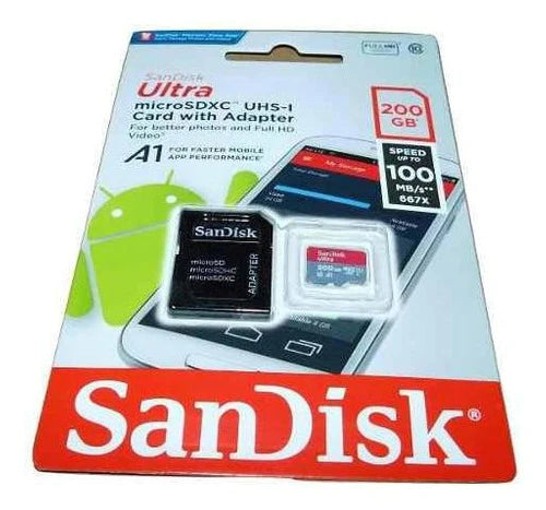 Memoria Ultra Micro Sdhc Sandisk Sdsquar 200gb Con Adaptador