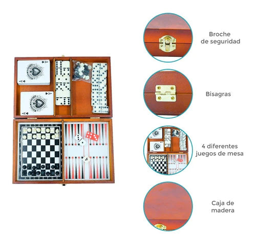 Juego De Mesa Red Baboon Cartas, Ajedrez, Domino, Backgammon