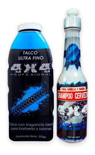 Talco Ultra Fino Para Barberia + Shampoo Cerveza 4x4