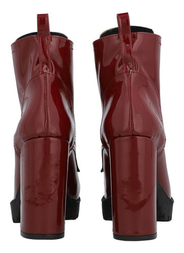 Botín Plataforma Para Mujer Charol Tinto Tipo Combat Boots