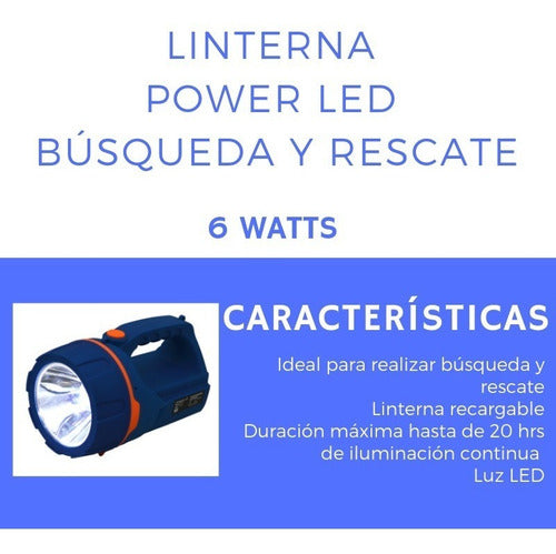 Linterna Power Led De 6w (3500 Mah) Busqueda Y Rescate