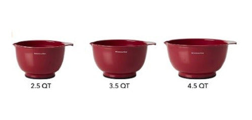 Kitchenaid Classic Bowls Pastelería Silicon Rojo 3 Piezas