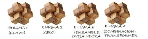Rompecabezas De Madera 3d Paquete Enigma 4 Piezas