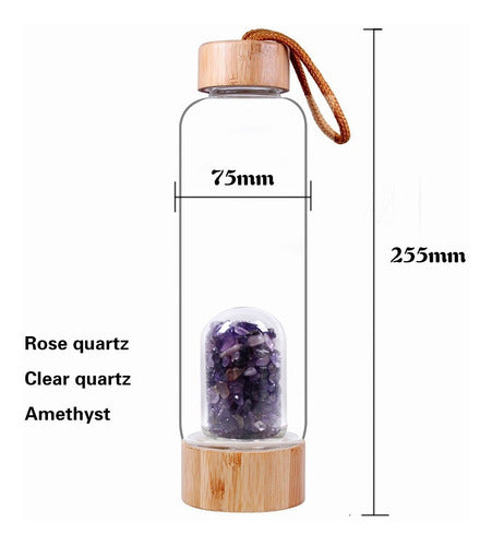 Botella Piedra Agua Con Roto Cristal Energético De Cuarzo