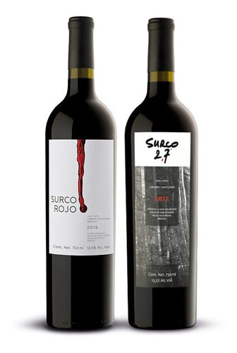 Pack 2 Botellas Vino Tinto Surco Rojo Y Surco 2,7