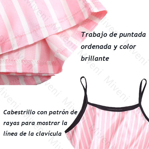Pijamas Para Mujer De Seda Conjunto De 7 Piezas Miveni Pink