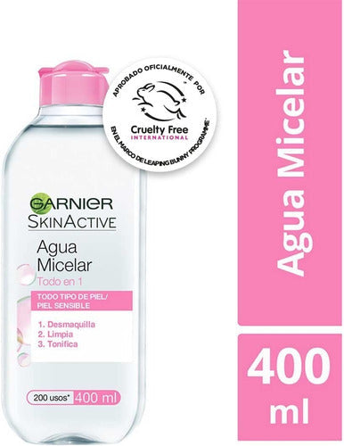 Agua Micelar Garnier Skin Active 3pzas De 400 Ml C/u
